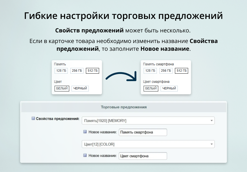 INRAISE: Простые товары в торговых предложениях. Объединение простых товаров по свойствам в виде ТП 6