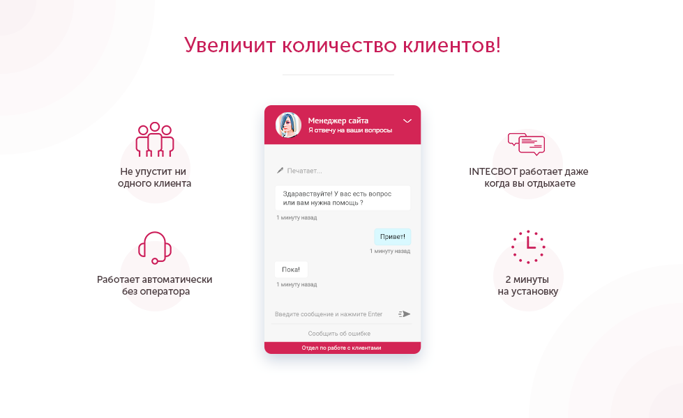INTECBOT - Чат бот для сайта. Ловец лидов. Роботизированный онлайн-консультант. 2