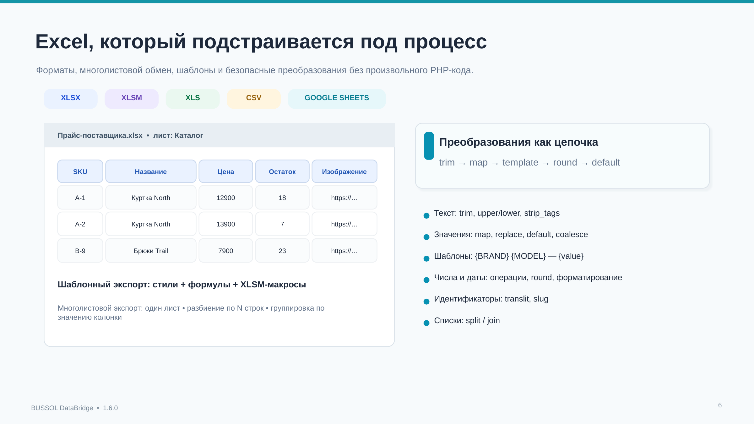BUSSOL DataBridge: импорт, экспорт и автоматизация каталога 7