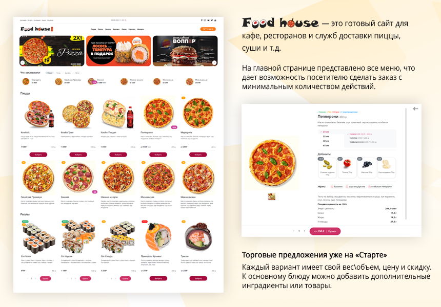 Магазин доставки еды, начиная со Старта. Food House 