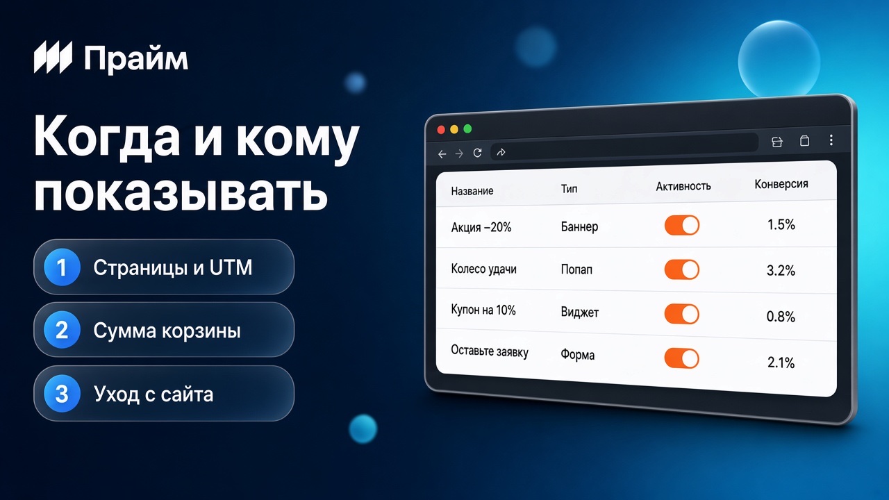 Всплывающие окна с акциями и захват пользователя при уходе с сайта - Смарт баннеры 6