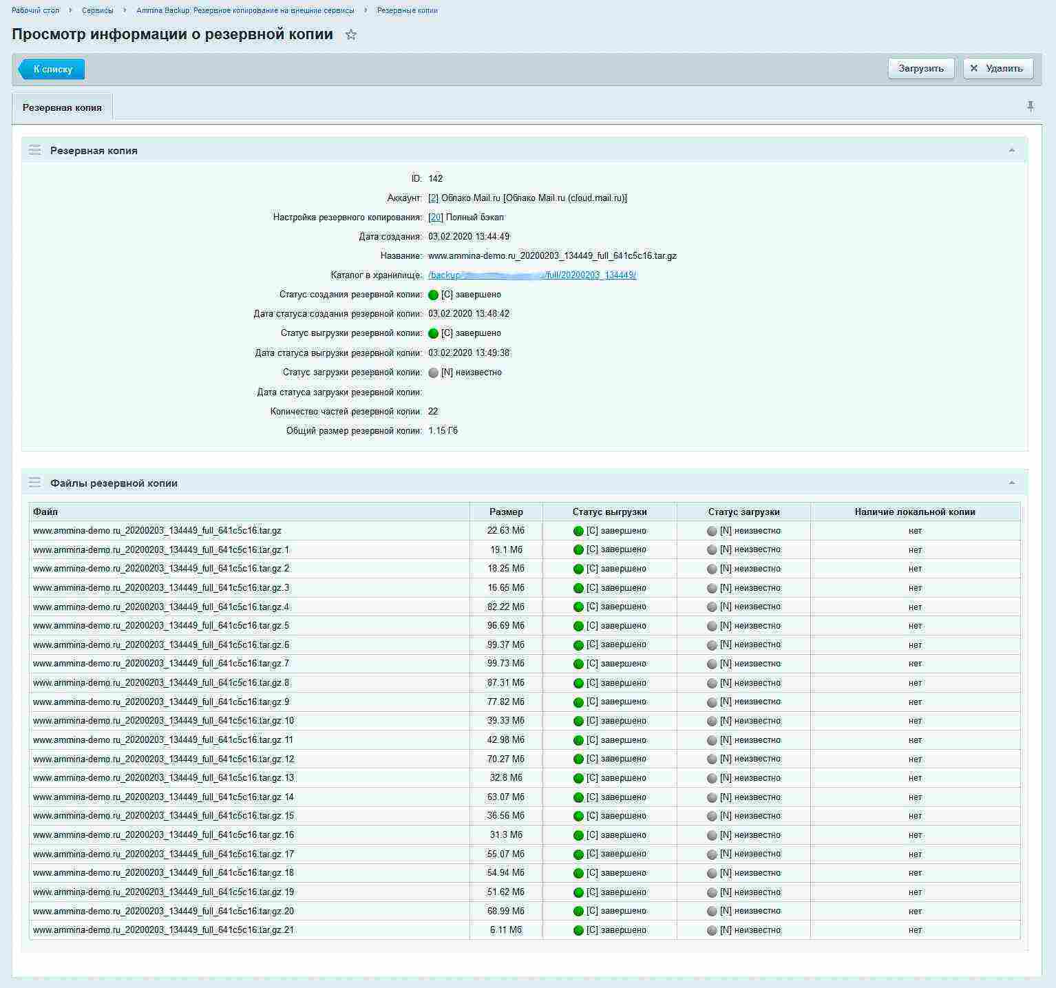 Ammina Backup: Резервное копирование (бэкап на Яндекс диск, FTP, Dropbox, Mail.ru, SFTP) 9