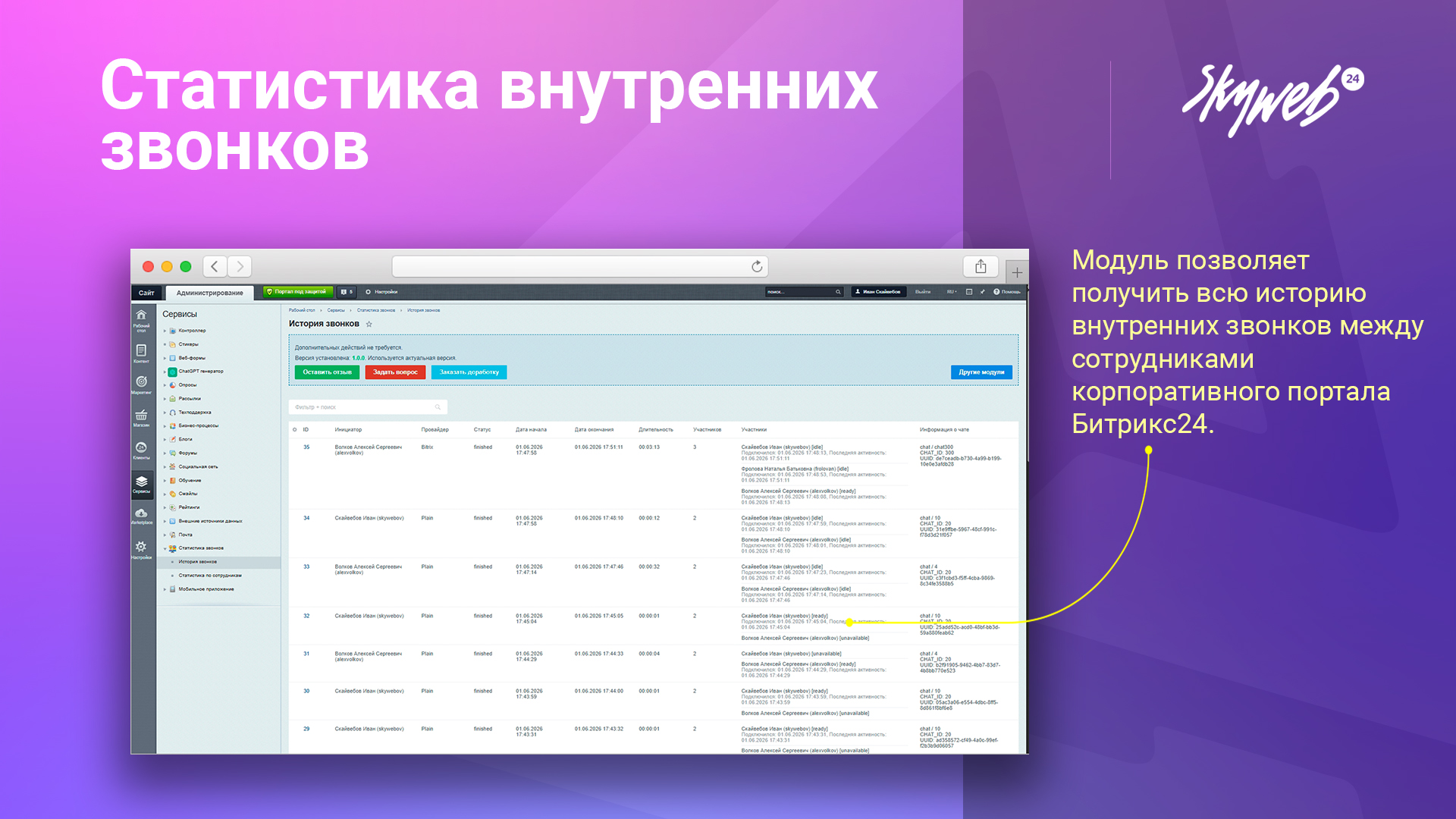 Статистика внутренних звонков 3